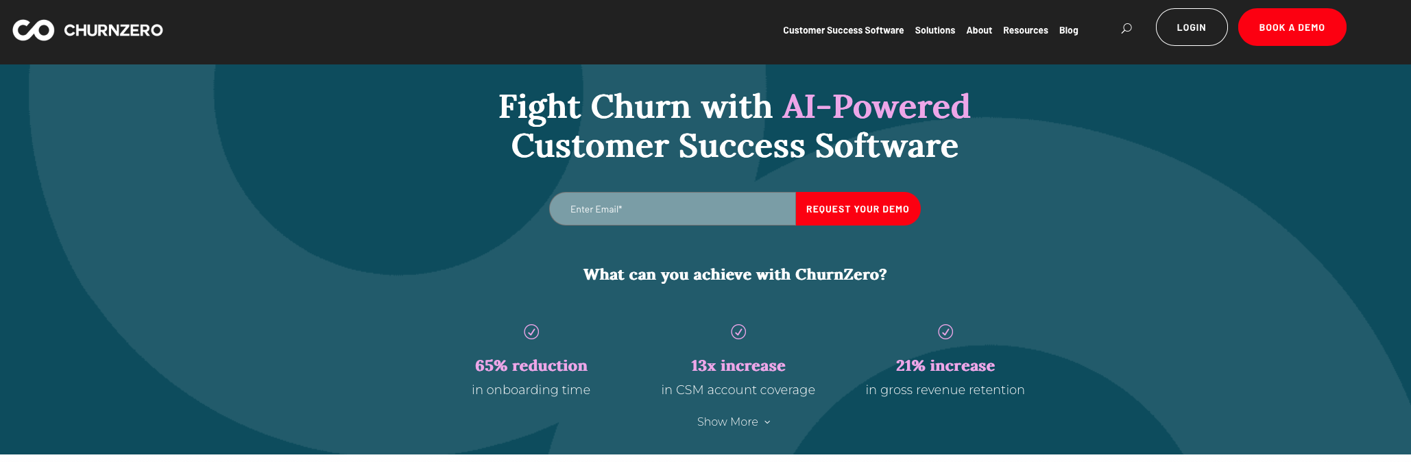 ChurnZero website landing page screenshot
